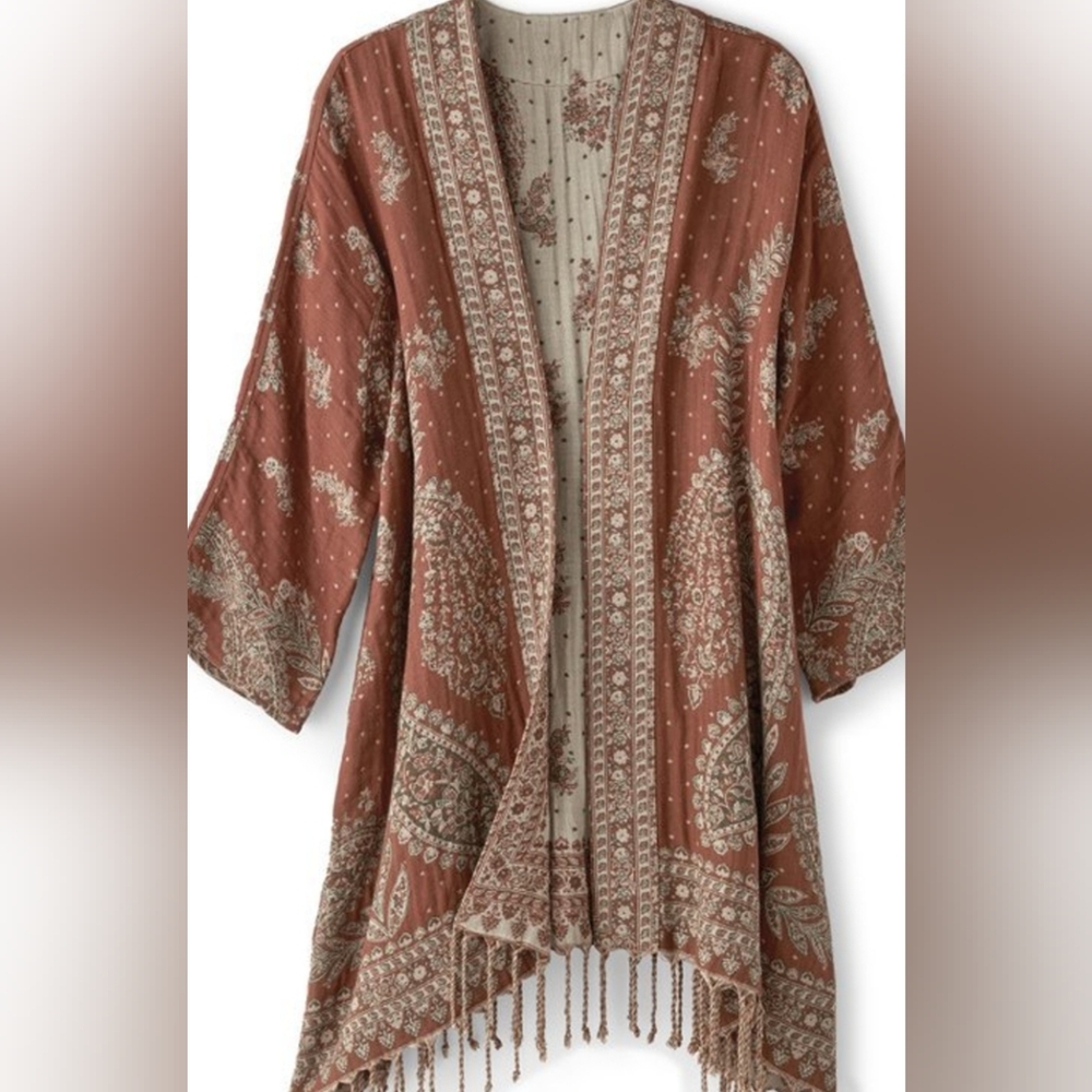 Soft Surroundings Versialles Jacquard Topper/Open Cardigan/Kimono